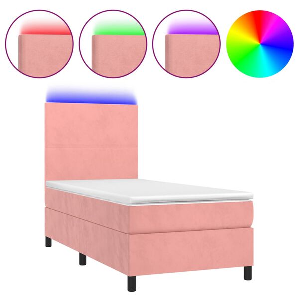 vidaXL Sommier &agrave; lattes de lit et matelas et LED Rose 80x200cm Velours