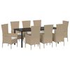 vidaXL Ensemble de salle &agrave; manger pour jardin 9 pc Beige polyrotin