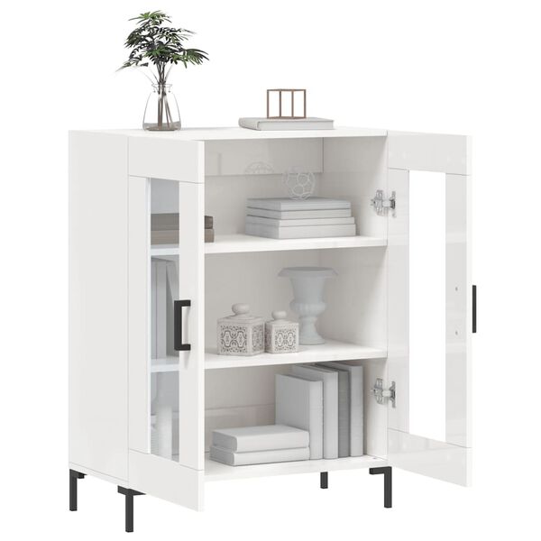 vidaXL Buffet Blanc brillant 69,5x34x90 cm Bois d'ing&eacute;nierie