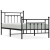 vidaXL Cadre de lit m&eacute;tal sans matelas avec pied de lit noir 100x190cm