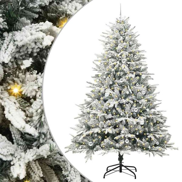 vidaXL Arbre de No&euml;l artificiel pr&eacute;-&eacute;clair&eacute; avec ensemble de boules