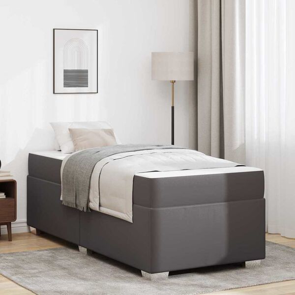 vidaXL Cadre de lit avec matelas Gris 80 x 200 cm tissu