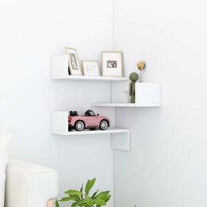 vidaXL &Eacute;tag&egrave;re d'angle murale Blanc 40x40x50 cm bois d&rsquo;ing&eacute;nierie
