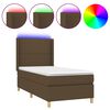 vidaXL Sommier &agrave; lattes de lit matelas LED Marron fonc&eacute; 90x190cm Tissu
