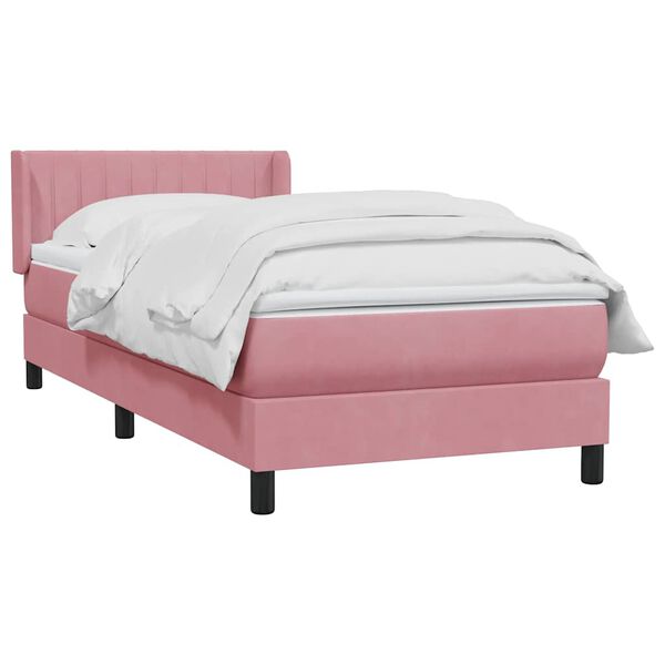 vidaXL Sommier &agrave; lattes de lit avec matelas rose 90x220 cm velours