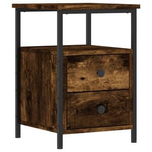 vidaXL Table de chevet ch&ecirc;ne fum&eacute; 34x35,5x50 cm bois d'ing&eacute;nierie