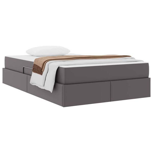 vidaXL Lit avec rangement et matelas avec matelas 2 pcs Gris Cuir
