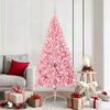 vidaXL Sapin de No&euml;l artificiel pr&eacute;-&eacute;clair&eacute; Rose 180 cm PVC