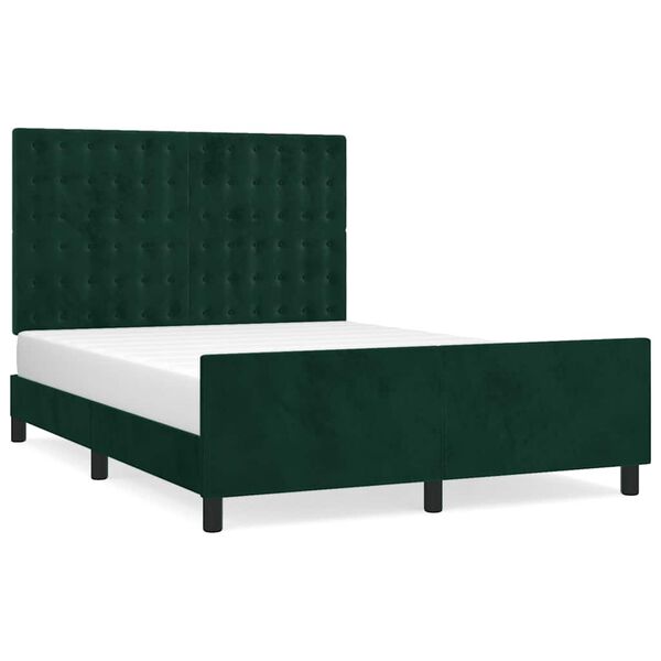 vidaXL Cadre de lit sans matelas vert fonc&eacute; 140x190 cm velours