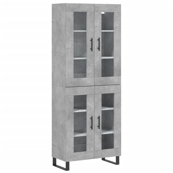 vidaXL Buffet haut Gris b&eacute;ton 69,5x34x180 cm Bois d'ing&eacute;nierie