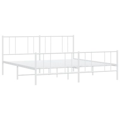 vidaXL Cadre de lit métal sans matelas et pied de lit blanc 183x213 cm