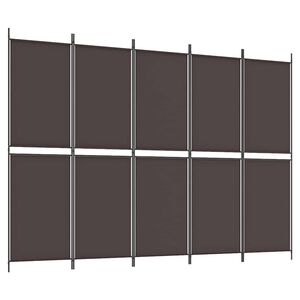 vidaXL Cloison de s&eacute;paration 5 panneaux Marron 250x180 cm Tissu