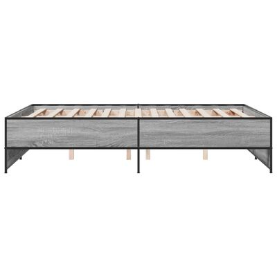 vidaXL Cadre de lit sonoma gris 140x190 cm bois d'ingénierie et métal