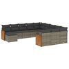 vidaXL Salon de jardin avec coussins 12 pcs gris r&eacute;sine tress&eacute;e