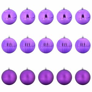vidaXL Ensemble de Boules de No&euml;l XL 15 pc Lilas &Oslash; 10 cm Plastique