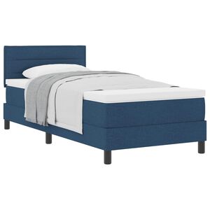 vidaXL Lit &agrave; ressorts avec t&ecirc;te de lit Bleu 90 x 200 cm tissu