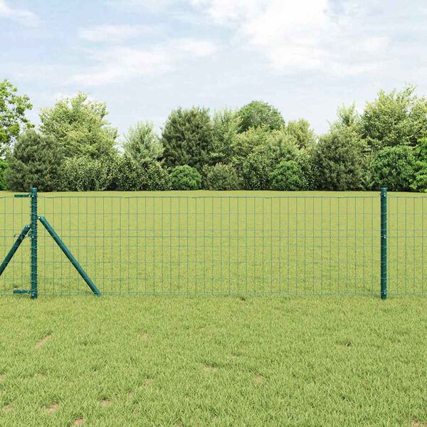 vidaXL Cl&ocirc;ture avec poteau Vert 0,4 x 10 m Acier et PVC