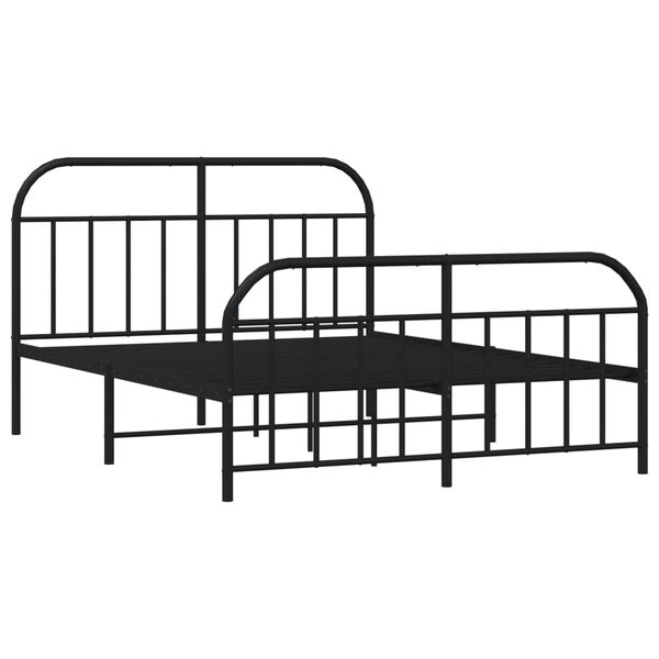 vidaXL Cadre de lit m&eacute;tal sans matelas avec pied de lit noir 140x200cm