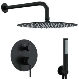 vidaXL Syst&egrave;me de Douche Encastr&eacute; (Rond) Noir Acier Inoxydable 201