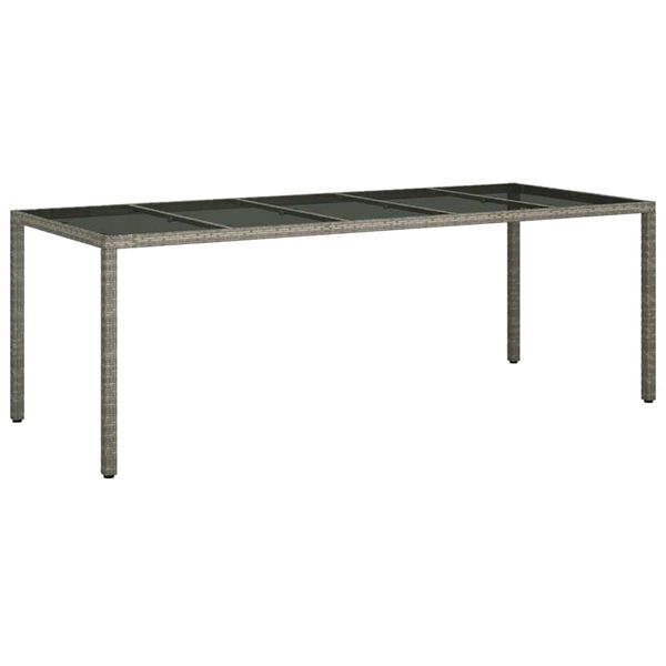 vidaXL Table de jardin pour repas Gris 250 x 100 x 75 cm polyrotin