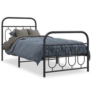 vidaXL Cadre de lit m&eacute;tal sans matelas avec pied de lit noir 80x200 cm