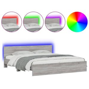 vidaXL Cadre de lit avec LED sans matelas sonoma gris 200x200 cm