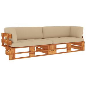 vidaXL Canap&eacute; palette 2 places et coussins Pin impr&eacute;gn&eacute; de marron miel