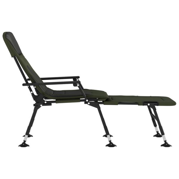 vidaXL Chaise longue de p&ecirc;che avec pieds &agrave; boue r&eacute;glables pliable vert