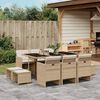 vidaXL Ensemble &agrave; manger de jardin et coussins 11 pcs beige poly rotin