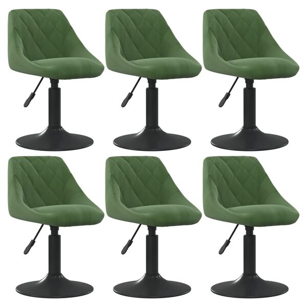 vidaXL Chaises pivotantes &agrave; manger lot de 6 vert fonc&eacute; velours