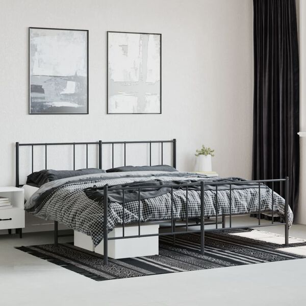 vidaXL Cadre de lit m&eacute;tal sans matelas avec pied de lit noir 200x200cm