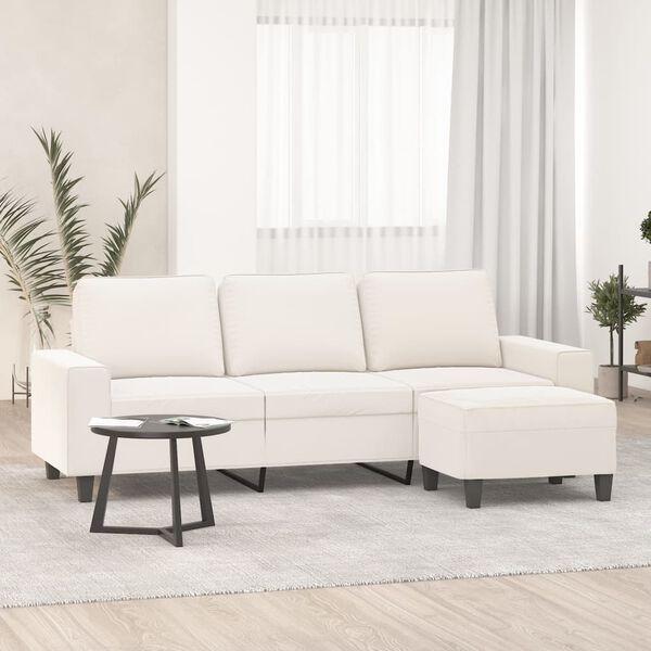 vidaXL Canap&eacute; 3 places avec repose-pieds Beige 180 cm Tissu microfibre