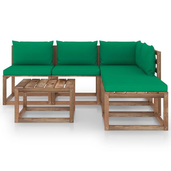 vidaXL Salon palette de jardin 6 pcs et coussins Bois de pin impr&eacute;gn&eacute;