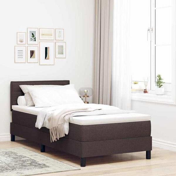 vidaXL Lit &agrave; ressorts avec matelas Marron fonc&eacute; 80 x 200 cm tissu