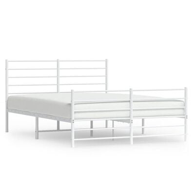 vidaXL Cadre de lit métal sans matelas et pied de lit blanc 120x200 cm