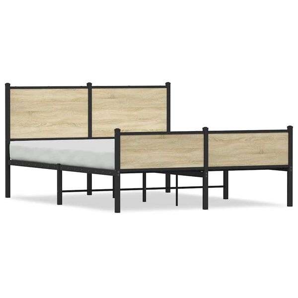 vidaXL Cadre de lit en m&eacute;tal sans matelas ch&ecirc;ne sonoma 140x190 cm