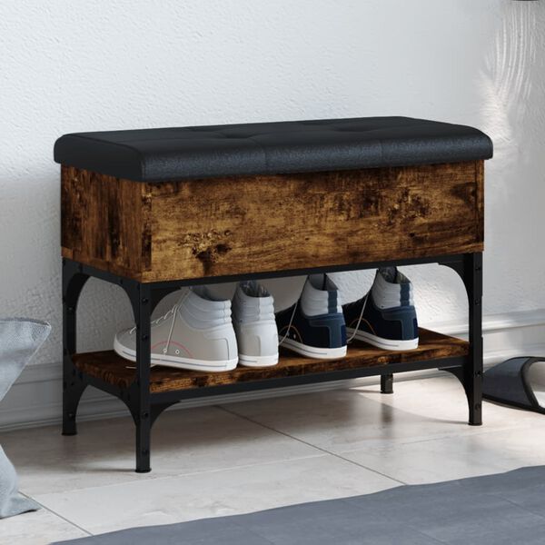 vidaXL Banc &agrave; chaussures ch&ecirc;ne fum&eacute; 62x32x45 cm bois d'ing&eacute;nierie