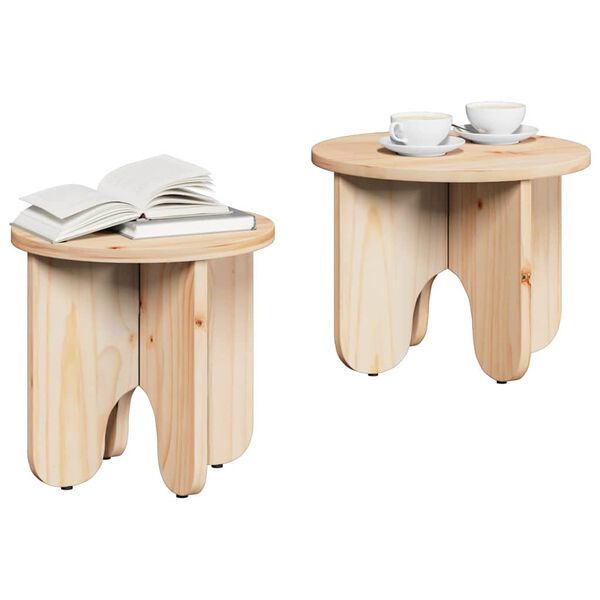 vidaXL Table basse 2 pcs Naturel Bois de pin massif