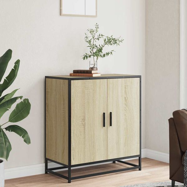 vidaXL Buffet ch&ecirc;ne sonoma 68x35x76 cm bois d'ing&eacute;nierie et m&eacute;tal