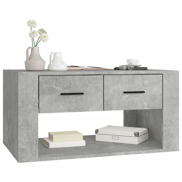 vidaXL Table basse Gris béton 80x50x40 cm Bois d'ingénierie
