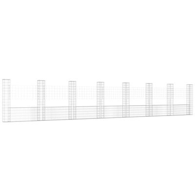vidaXL Panier de gabion en forme de U avec 8 poteaux Fer 860x20x150 cm