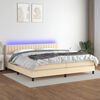 vidaXL Sommier &agrave; lattes de lit et matelas et LED Cr&egrave;me 200x200cm Tissu