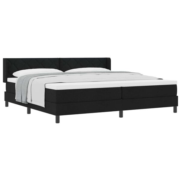 vidaXL Lit &agrave; ressorts avec matelas Noir 200 x 200 cm Polyester
