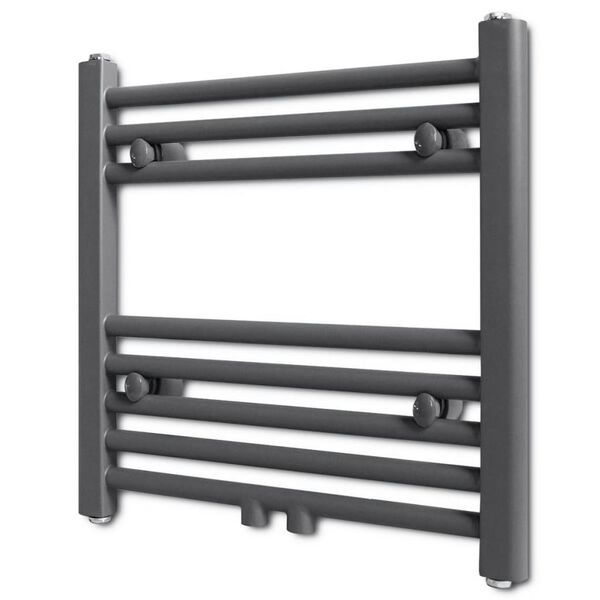 vidaXL S&egrave;che-serviettes eau chaude &agrave; rails droits gris de 480 x 480 mm