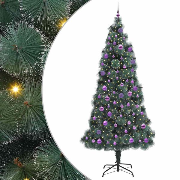 vidaXL Arbre de No&euml;l artificiel pr&eacute;-&eacute;clair&eacute; avec ensemble de boules