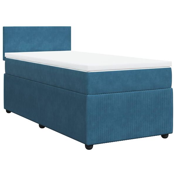 vidaXL Sommier &agrave; lattes de lit avec matelas bleu 90x190 cm velours
