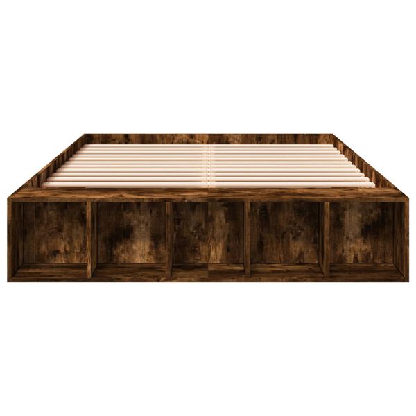 vidaXL Cadre de lit sans matelas ch&ecirc;ne fum&eacute; 150x200 cm