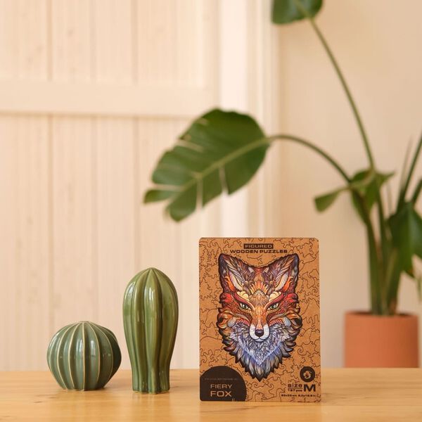 UNIDRAGON Puzzle en bois 197 pcs Fiery Fox Moyen 22x32 cm