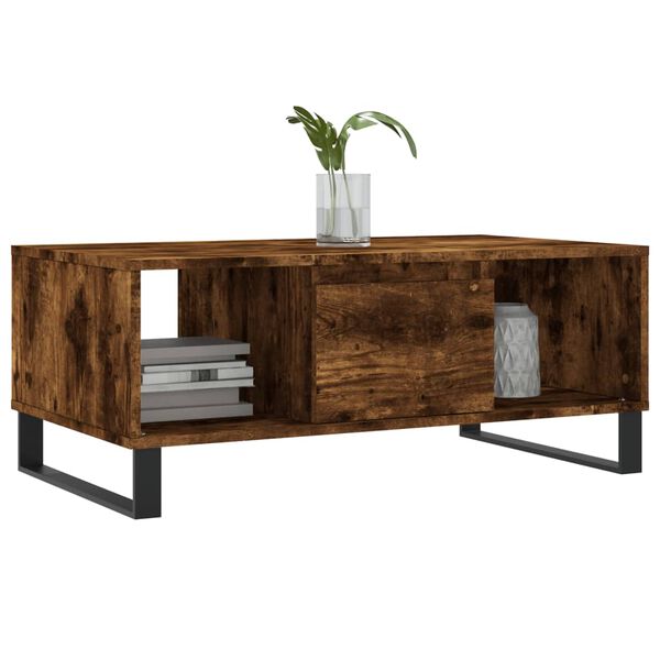 vidaXL Table basse Ch&ecirc;ne fum&eacute; 90x50x36,5 cm Bois d'ing&eacute;nierie