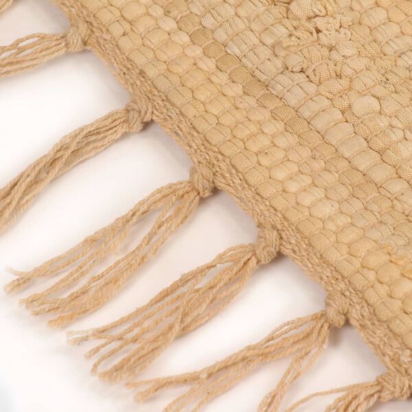 vidaXL Tapis Chindi Coton tiss&eacute; &agrave; la main 200x290 cm Beige